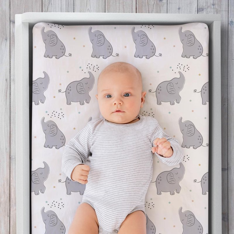 The Peanutshell Baby Girl or Boy Changing Pad Covers Set of 3 - Ultra Soft Baby Cover - Fits Standard Changing Table Pads, Durable, Machine Washable Sheets - Celestial Elephant