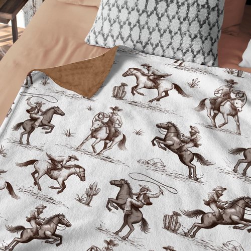 Western Baby Blanket, Cowboy Minky Blankets for Boys Girls, Nursery Room Decor, Soft Warm Lightweight Nursery Bed Blanket for Newborn Toddlers Son Daughter (05)