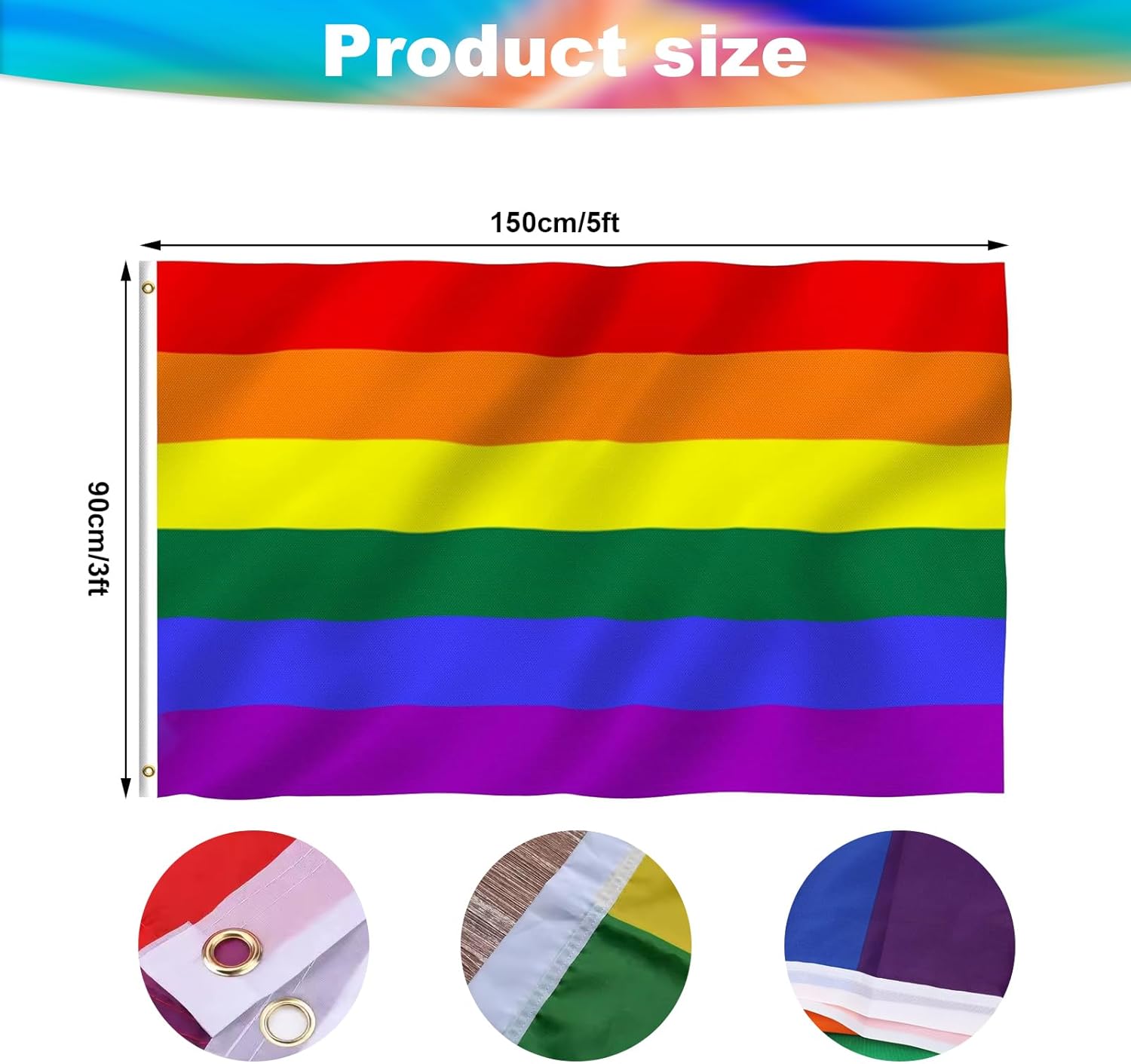 Rainbow Flags | Gay Pride LGBT Flag - Durable 3x5 Foot Polyester Banner for Parades & Decor
