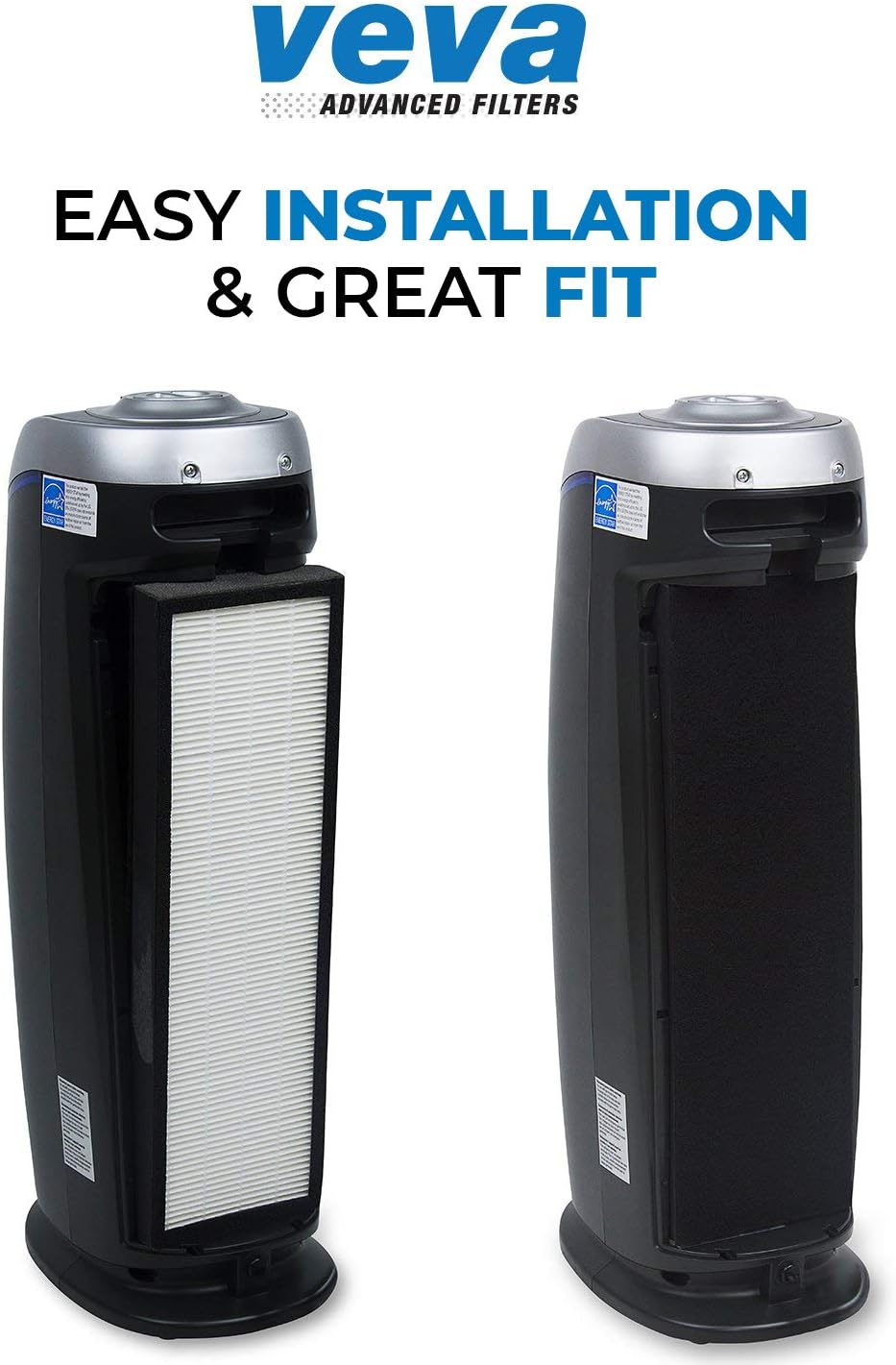 Veva HEPA Filter B - Compatible Replacement for Germ Guardian AC4825 & More | Includes 1 HEPA Filter & 4 Carbon Pre-Filters
