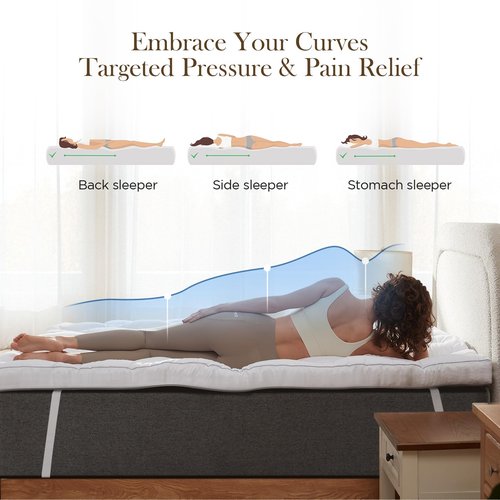 Decroom 3 Inch Memory Foam Mattress Topper Twin Size for Back Pain Relief, Thicked Down Alternative-Lined Mattress Pad，Filled with Breathable & Soft Memory Foam Pillow Top, 75x39x3 Inch