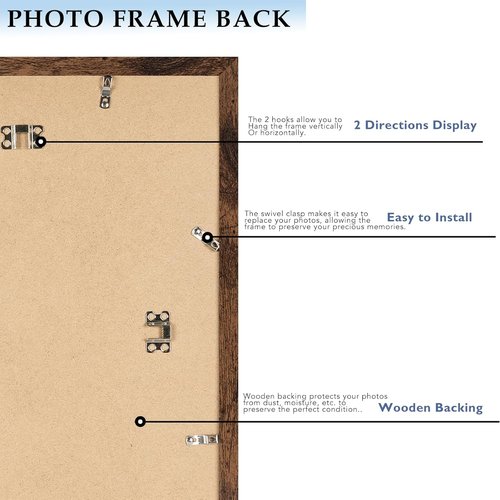 Deep Brown 11x14 Picture Frame by [Brand Name] - Display 8x10 with Mat or 11x14 Without Mat