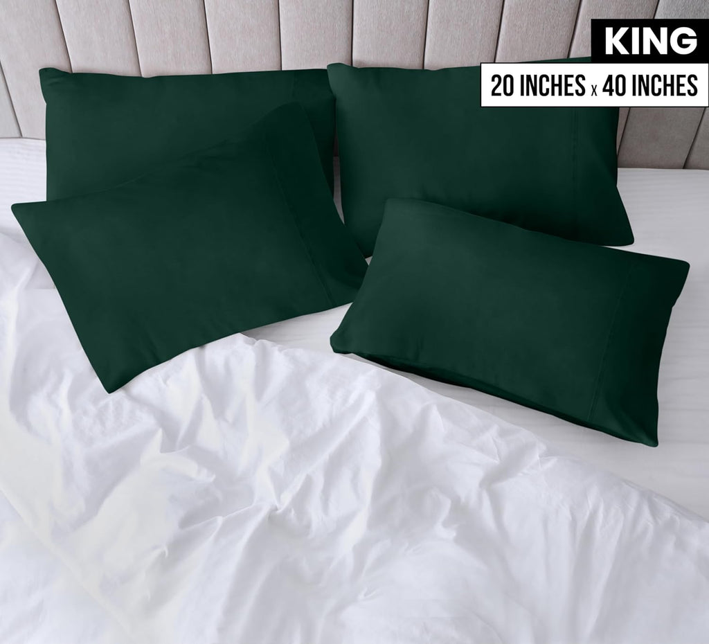 Utopia Bedding King Pillow Cases - Soft Brushed Microfiber - 4 Pack, 20 x 40 Inches, Emerald Color