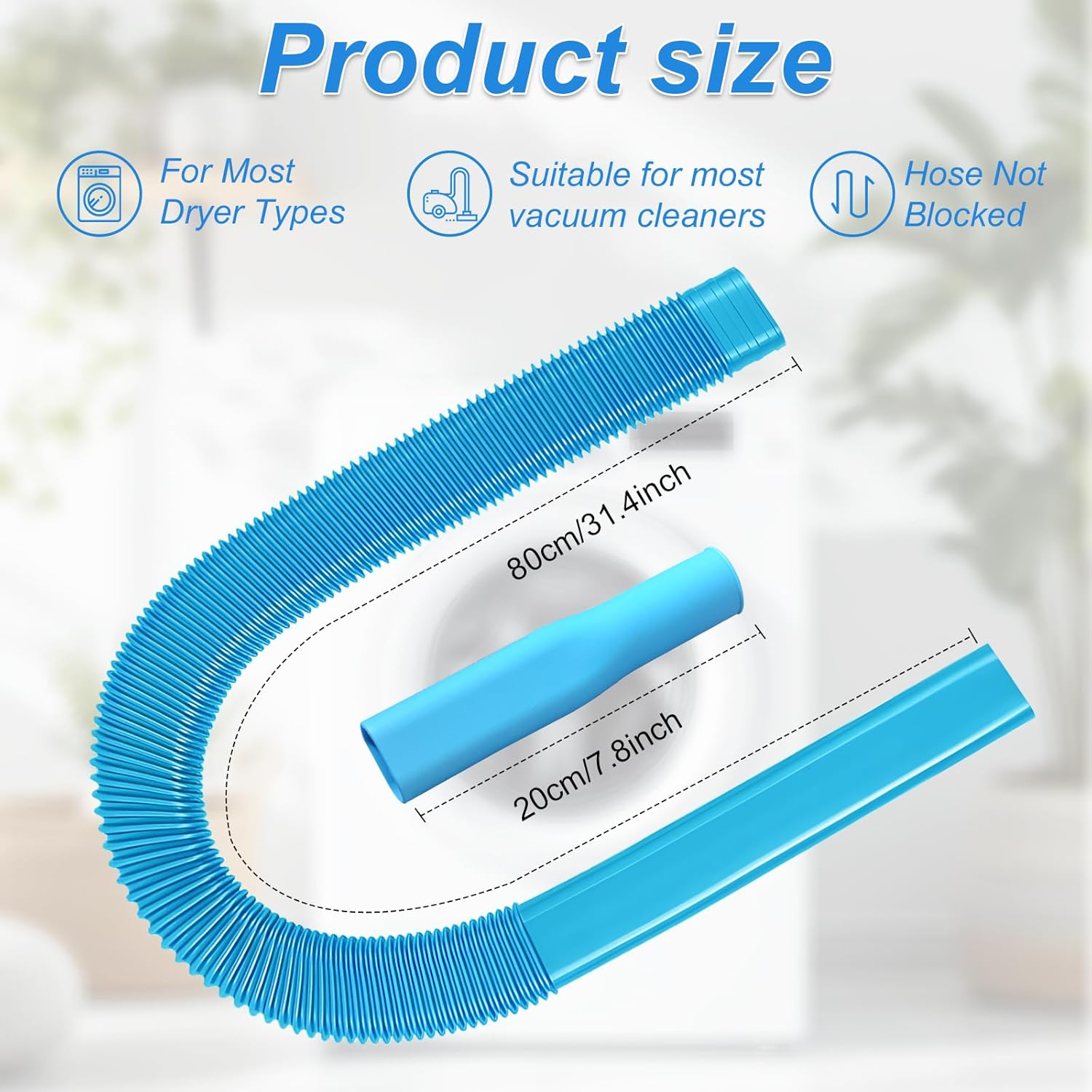 Upgraded Dryer Vent Cleaner Kit - Universal Vacuum Hose Attachment for Effective Lint Removal | Fits All Vacuums (Blue)