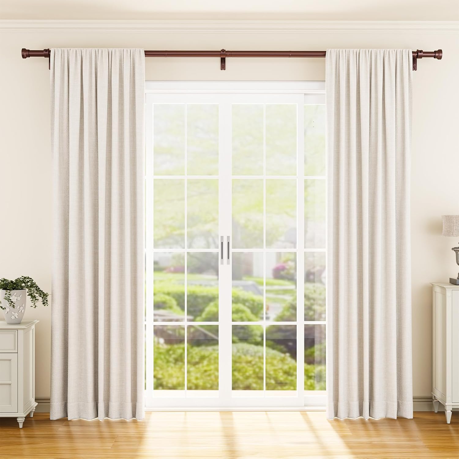 YaFex Curtain Rods - Heavy Duty Adjustable 32-144 Inch | Modern Bronze Design, Easy Installation