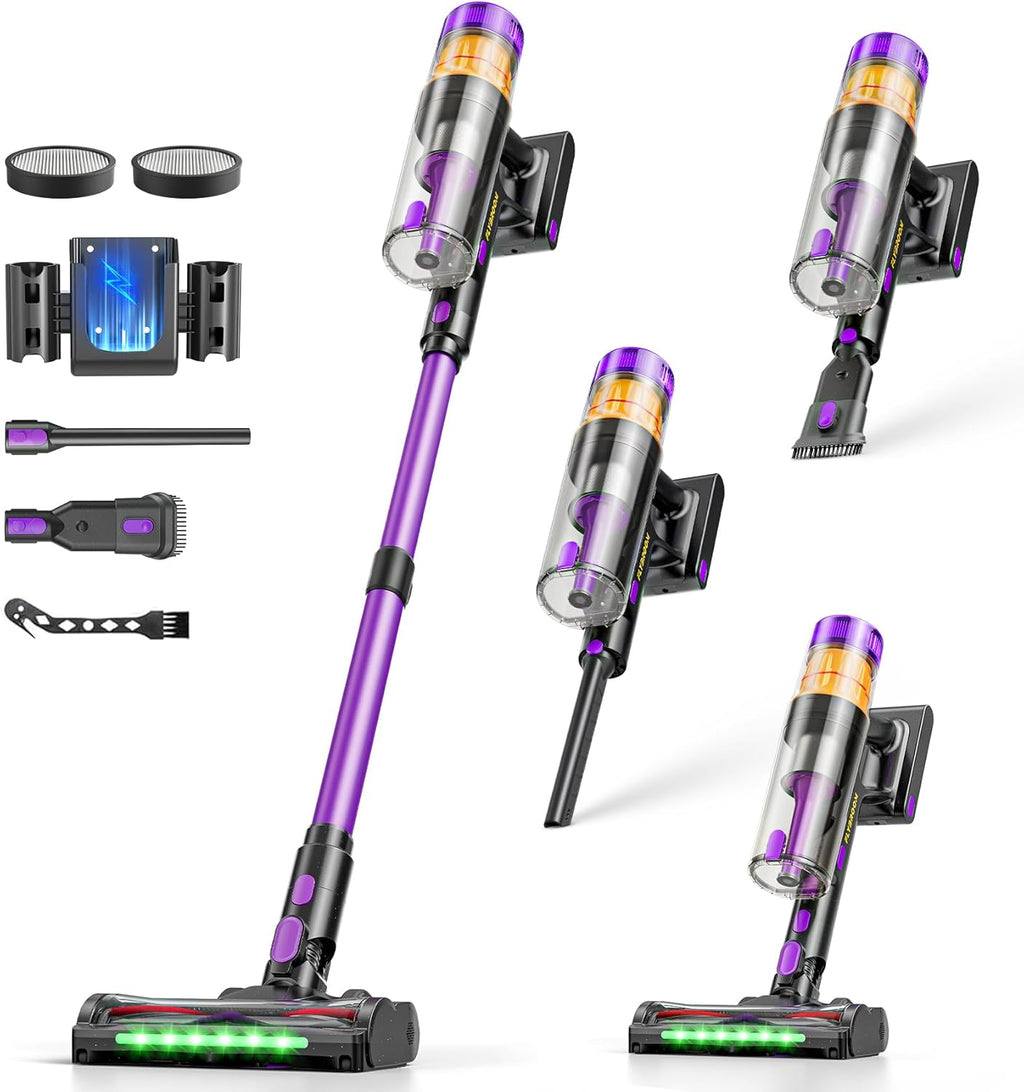 Skiennix Cordless Vacuum Cleaner - 650W 48KPa Lightweight Stick Vacuum for Home | LED Display, Anti-Tangle, Rechargeable for Pet Hair & Carpet