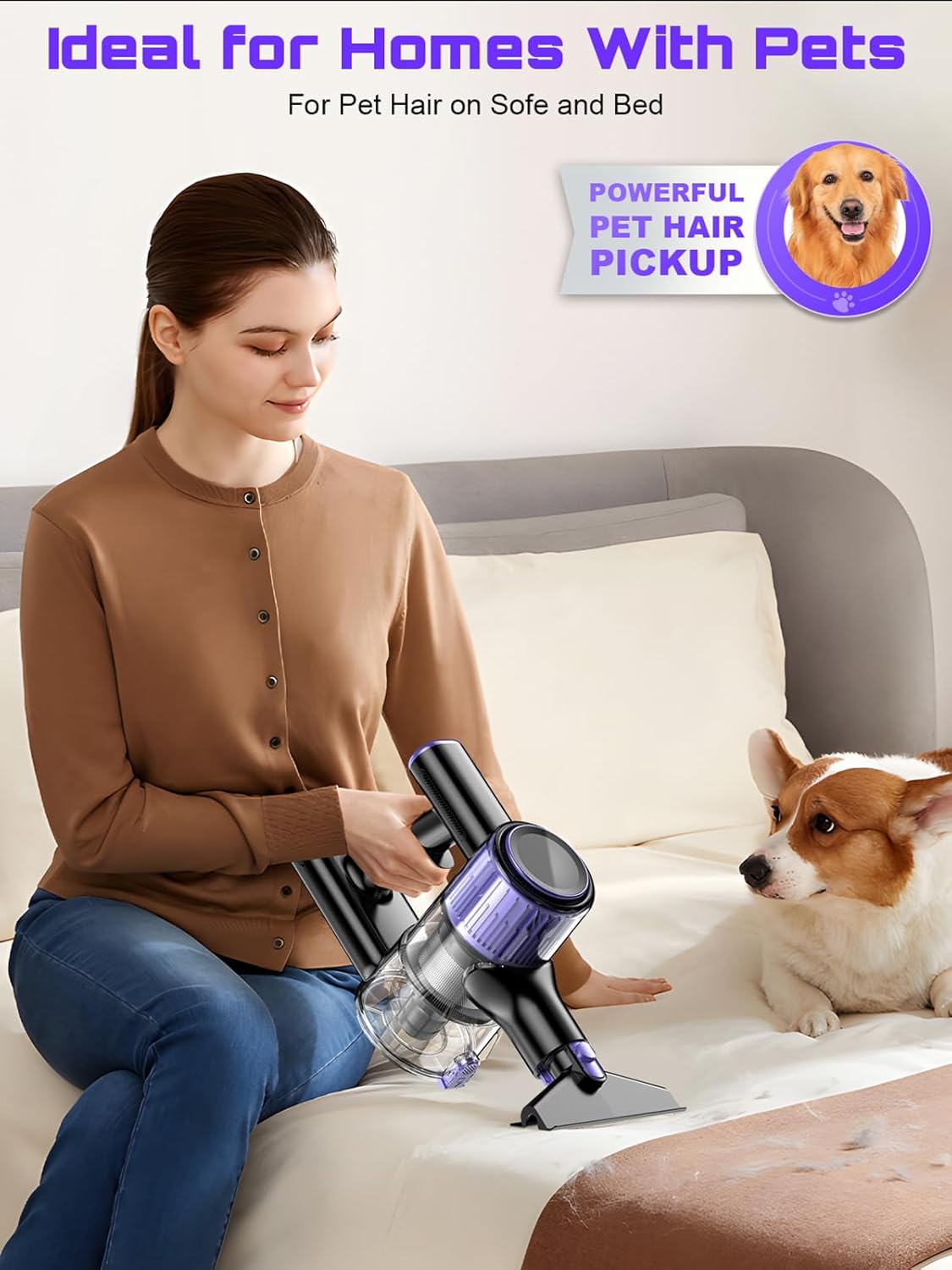 OIRFND Cordless Vacuum Cleaner - 10-in-1 Lightweight Stick Vacuum with Powerful Suction & LED Light | Ideal for Home & Carpets