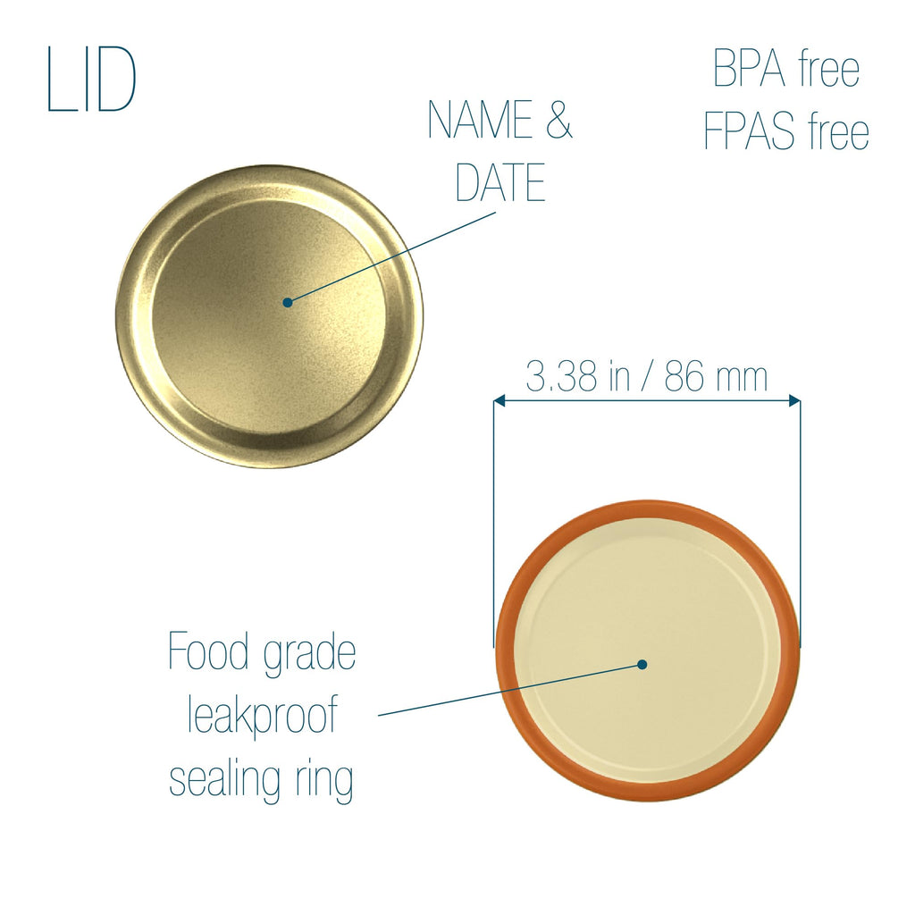 Tecnocap - 12 Wide Mouth Lids – Canning Lids for Mason Jars – Tight Seal & Leak Proof – 12 Pcs per box, 24 boxes per package.
