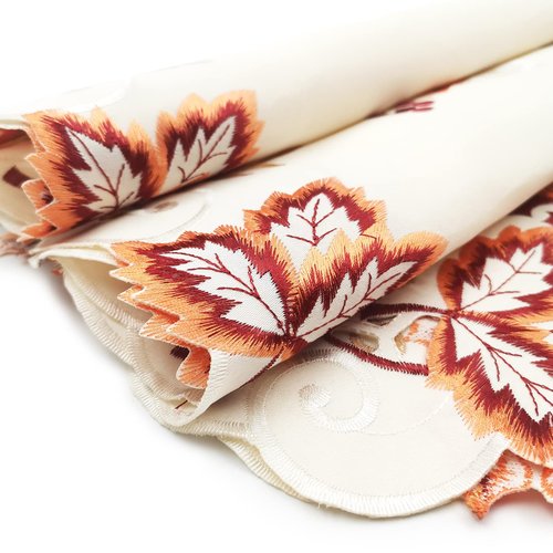Fall Table Runner with Maple Leaf Long Festival Table Runner Table Decorations for Parties Gatherings Restaurant Home Decor (Traditional, 15x67inch - Embroidery)