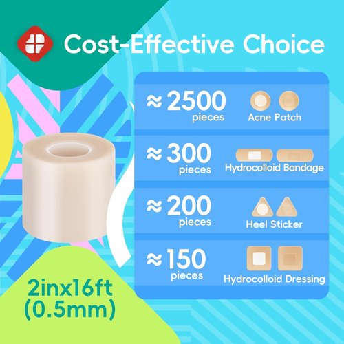LIFARA Hydrocolloid Roll for Wound Care - Ultra Absorbent & Waterproof Bandages | 2in x 16ft, Self-Adhesive