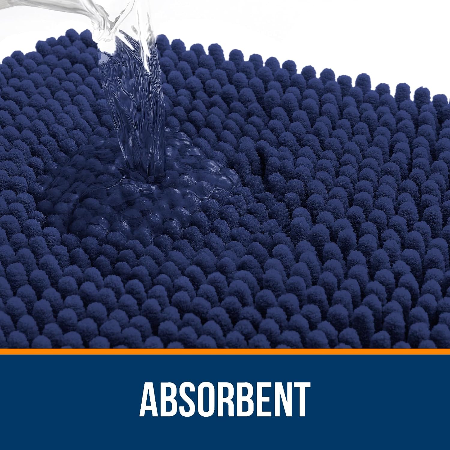 OLANLY Small Bathroom Rugs - Soft Absorbent Chenille Bath Mats | Quick-Dry, Machine Washable, 24x16, Twilight Sapphire