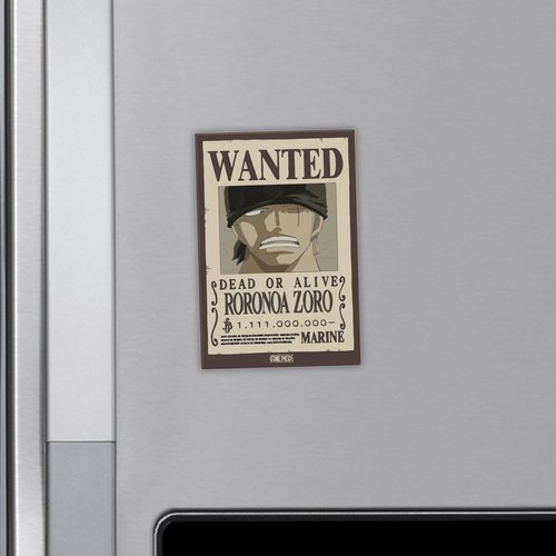 ABYstyle One Piece Wanted Poster Magnet Roronoa Zoro Design 3.1"x2.1" Marine Theme Refrigerator Home & Kitchen Decoration Merch