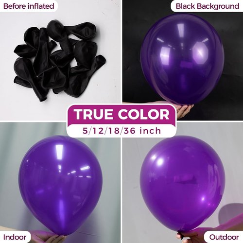 Bezente 36-Inch Dark Purple Giant Balloons - 8 Pack Jumbo Round Balloons for Parties & Events