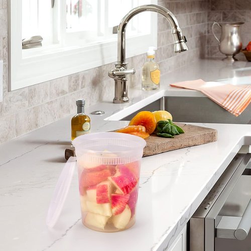 Kitch’nMore 32oz Plastic Deli Food Storage Soup Containers with Airtight Lids, Extra-Thick, Slime, Soup, Leakproof,Stackable,Microwave/Freezer/Dishwasher Safe, BPA Free (24Pack)