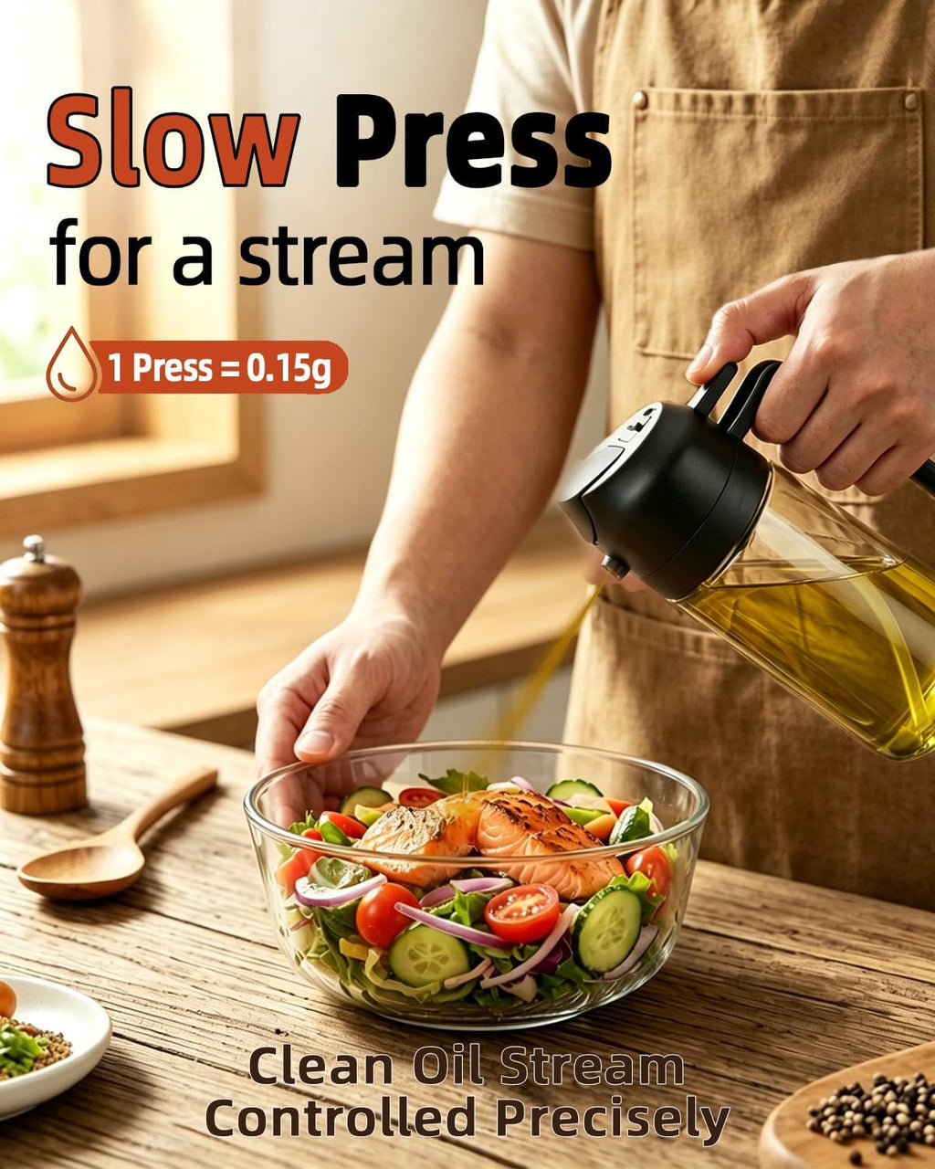 Skiennix 16oz Oil Sprayer - 2-in-1 Food Grade Glass Dispenser for Cooking & BBQ (Black)