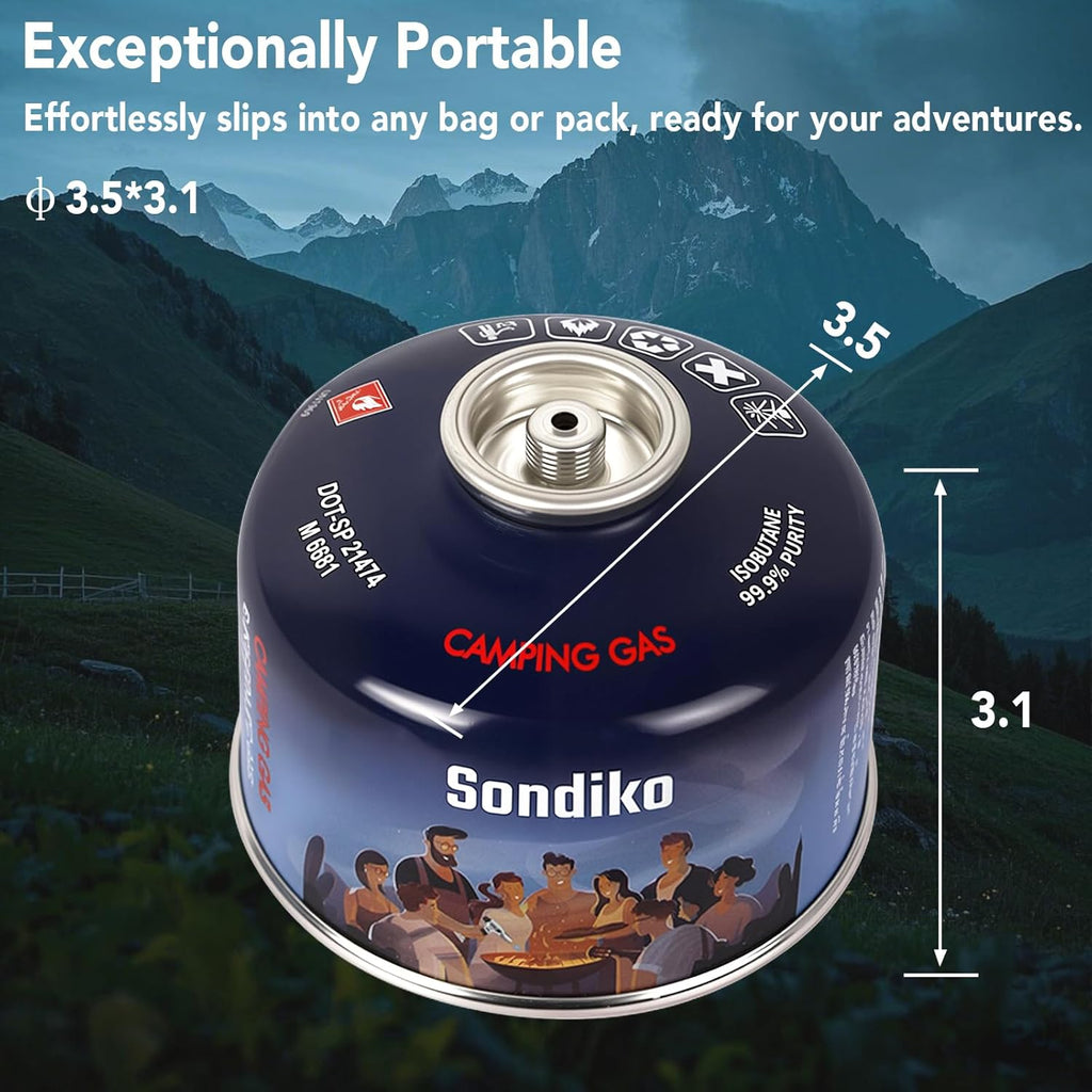 Sondiko Iso Butane Fuel Canister - 100g Pack of 2 | High-Efficiency Fuel for Camping & Outdoor Use