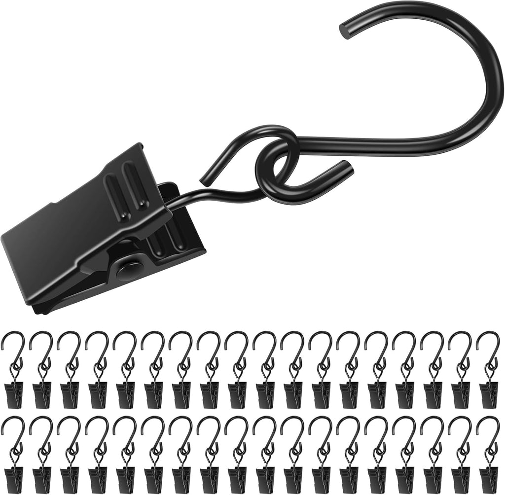 Skiennix 100-Pack Heavy Duty S Hooks - Rust-Proof Metal Clips for Outdoor Lights & Decor, 2.36 Inch - Black