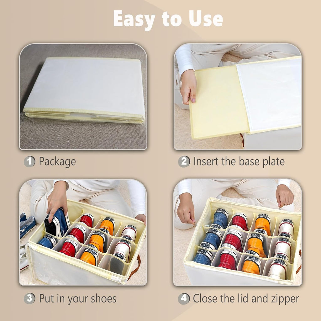 Patinao Shoe Storage Box Organizer - 3 Pack Stackable Clear Lids for 36 Pairs of Shoes | Space-Saving Design