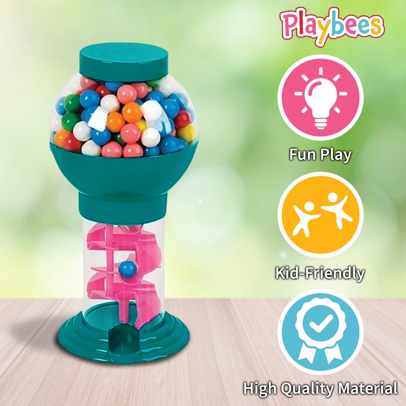 Playbees Twirling Gumball Machine - 3 Pack - 10 Inch - Gumballs Candy Dispenser for Kids - Candyland Party Favors and Supplies - Bubble Gum Machine for Birthday Party Decorations, Kids Parties