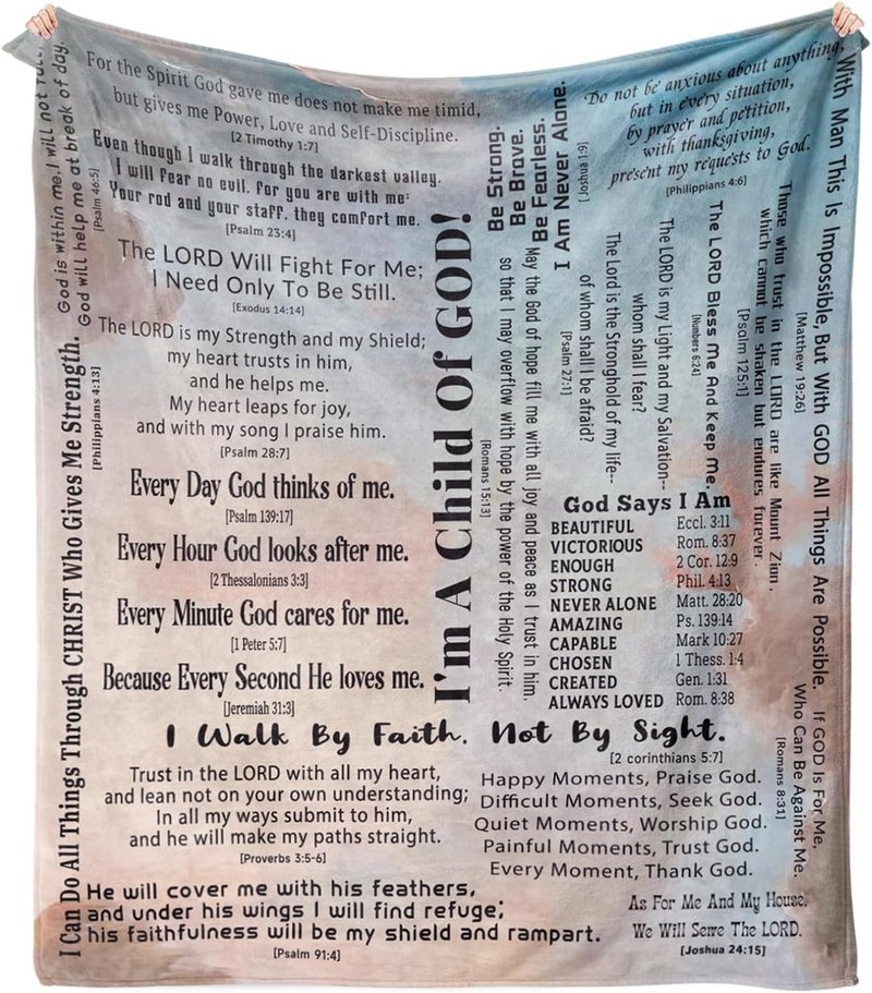 ZORKET Christian Blanket Gifts for Women Men, Religious Blanket with Bible Verse 60"x50", Scripture Blankets, Catholic Spiritual Gifts, Faith Based Gifts