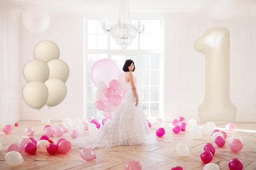 Beige Number 1 Foil Balloon - 40 Inch Large Latex Balloon for 1st Birthday Party & Baby Shower