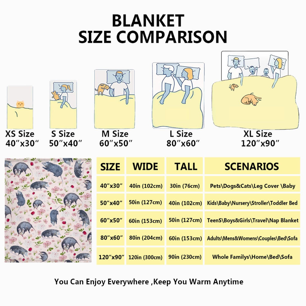 Possums Throw Blankets Opossum Flannel Blanket | Ultra-Soft Micro Opossums Blanket for Girls Boys | Funny Animal Home Decor for Bedding Couch Sofa | 50"x60" Opossum Lover Gift Blanket