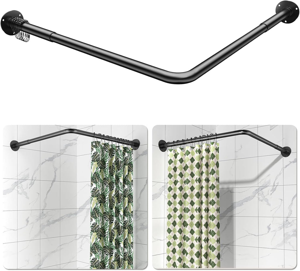 YASONIC L-Shaped Shower Curtain Rod - Durable Design with 3 Pack Corner Shower Caddy