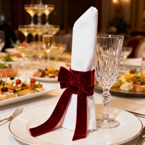 Meseey Bow Napkin Rings - Set of 6 Luxury Burgundy Velvet Holders | Elegant Design for Holiday Dining