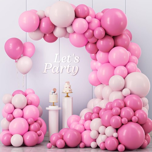 Kelfara Pink Balloon Garland Arch Kit - 109 Pcs Hot Pink & Pastel Latex Balloons | 18", 12", 10", 5" Sizes for Weddings & Parties