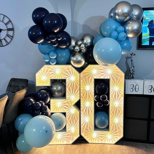 Blue Silver Balloons Set - 12 Inch Navy & Confetti Latex Balloons for Birthday, Graduation & Weddings