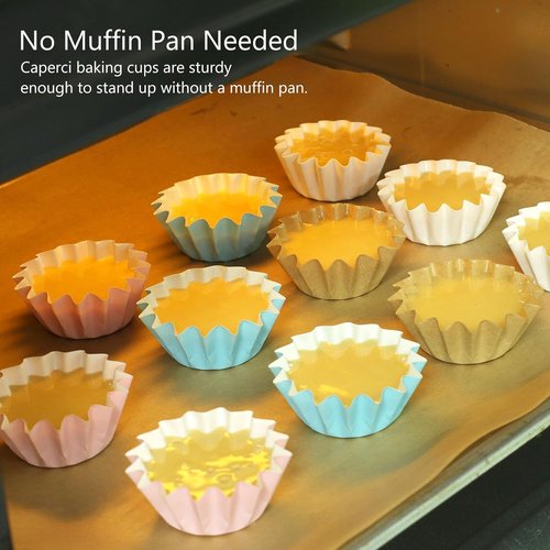 Caperci Pink Mini Cupcake Liners - 200 Heavy-Duty Grease-Resistant Baking Cups, Odorless & Easy Peel