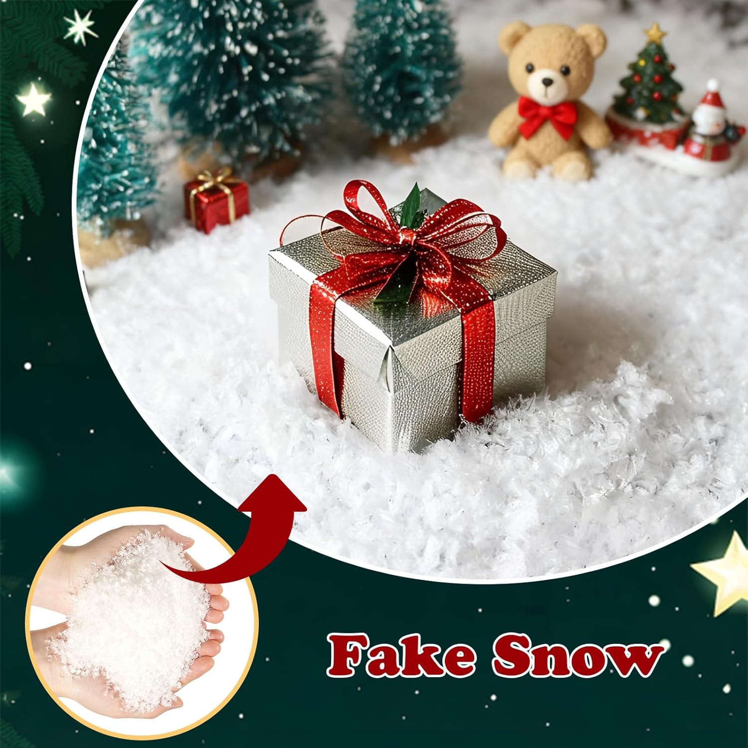 Warmtree Fake Snow Decoration - Sparkling Artificial Snow for Christmas | 200g Gift Filler & Holiday Decor