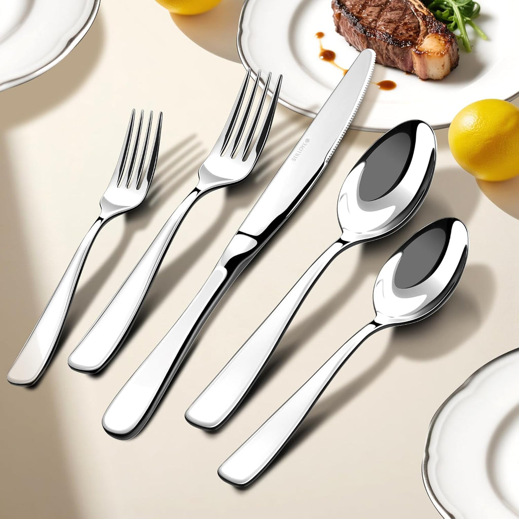Regine Switzerland 40-Piece Silverware Set for 8 | 18/10 Stainless Steel, Mirror Polished, Dishwasher Safe