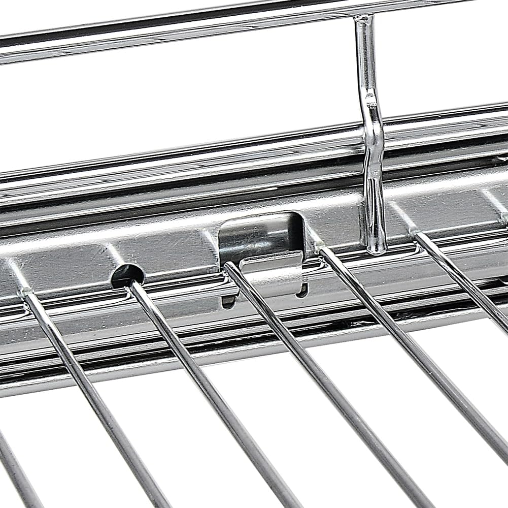 OCG Pull Out Cabinet Organizer 2 Pack (12" W x 21" D), Pull out Shelves 1 Tier, Cabinet Slide Out Shelves for Base Cabinet Organization in Kitchen Bathroom Pantry, Bottom Mount, Chrome Finish