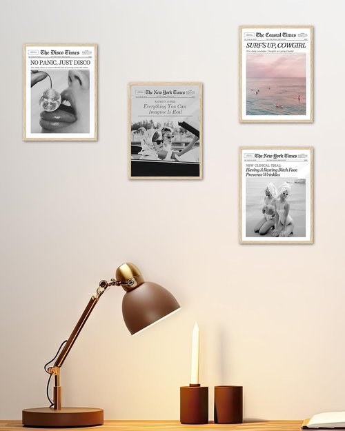 iHery Coastal Cowgirl Wall Art Prints - Trendy Beige Oak Wood Canvas Decor | 8x10in Retro Bedroom Decor