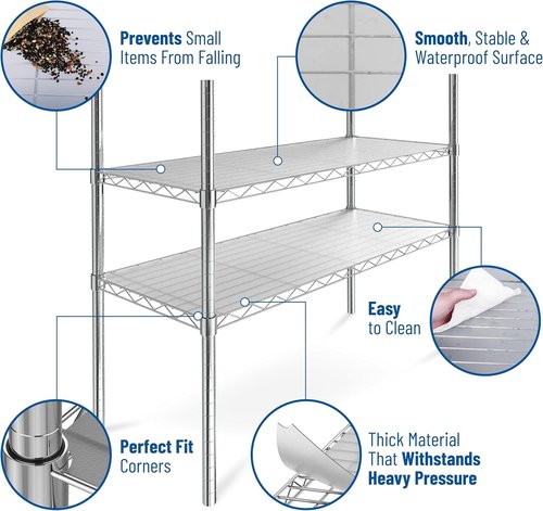 Sterling Shelf Liners for Wire Shelf System: Set of 5 in Graphite: 12 x 22 inch: Plastic Wire Shelving Mats