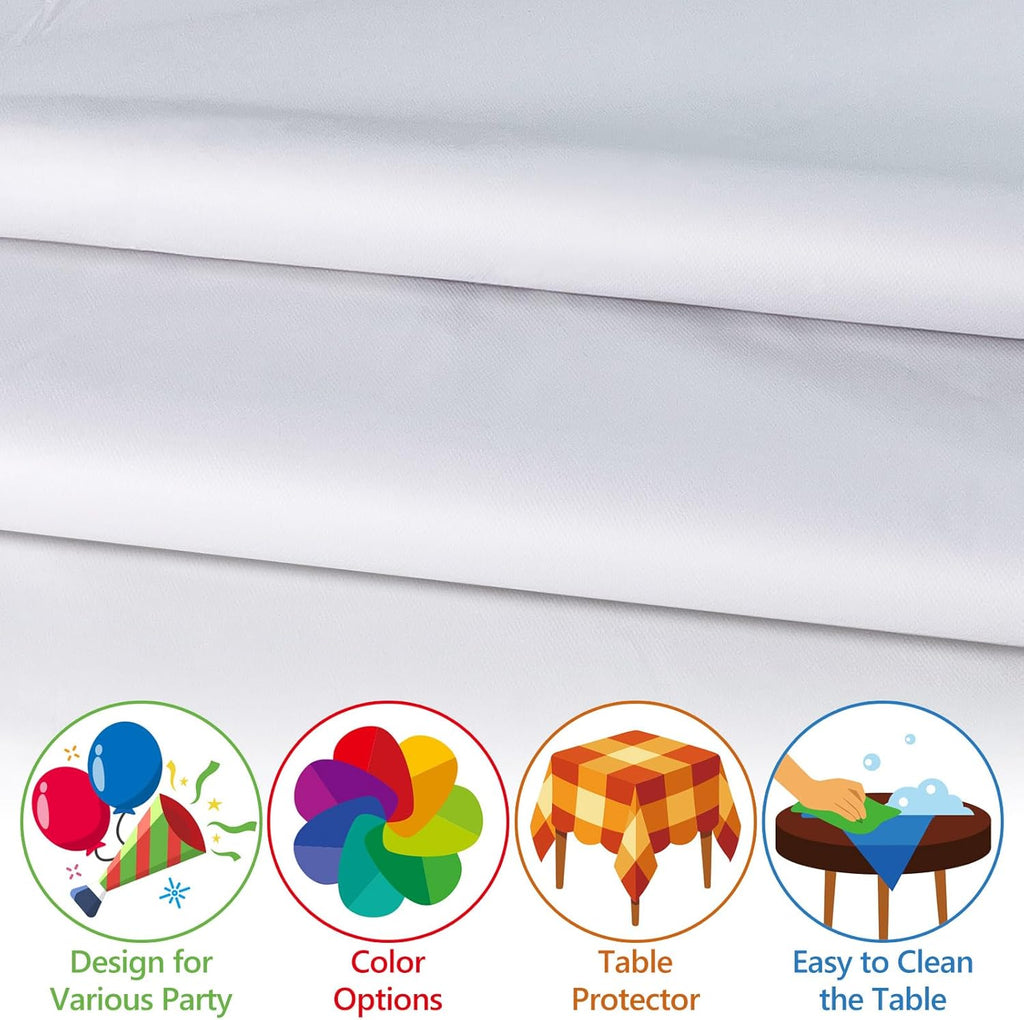 White Disposable Tablecloths by [Brand Name] - 10 Pack, 54x108 Inches, Waterproof & Sturdy for Parties