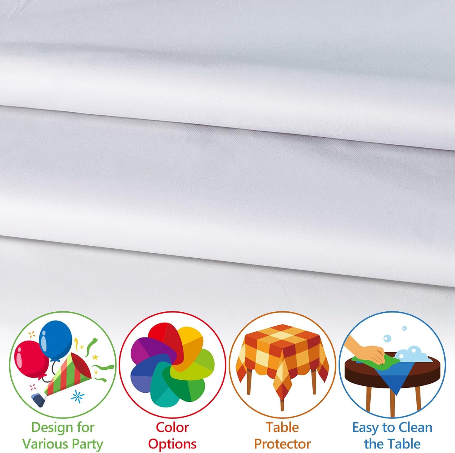 White Disposable Tablecloths by [Brand Name] - 10 Pack, 54x108 Inches, Waterproof & Sturdy for Parties