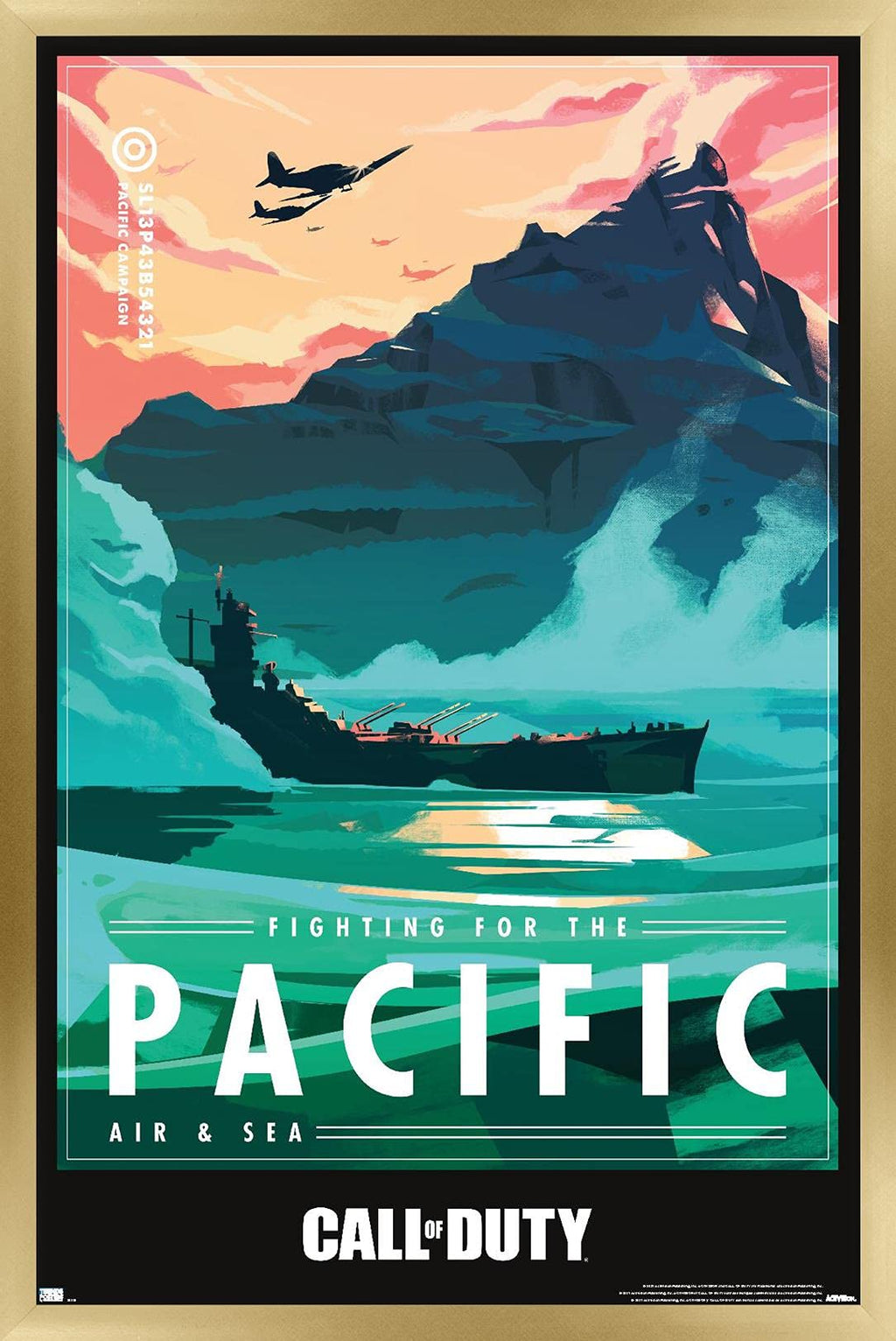 Trends International Call of Duty: Vanguard - Pacific Wall Poster, 22.4L x 14.7W, Gold Framed Version
