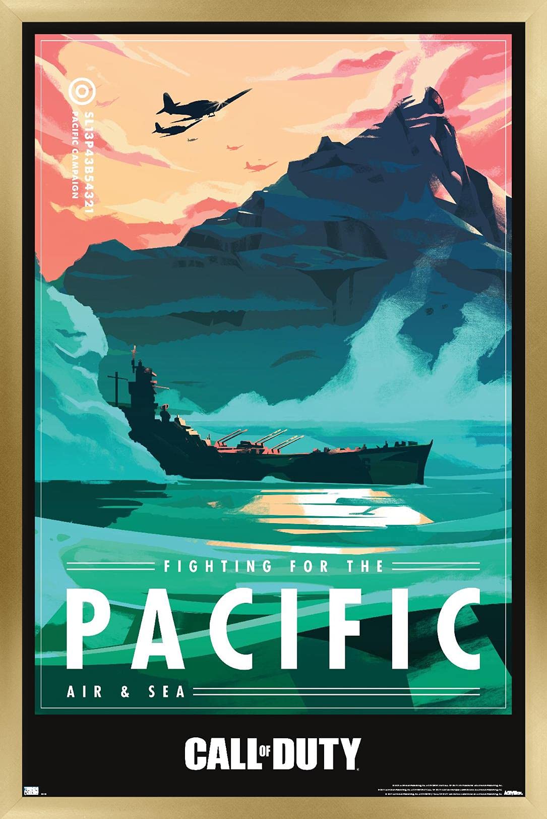 Trends International Call of Duty: Vanguard - Pacific Wall Poster, 22.4L x 14.7W, Gold Framed Version