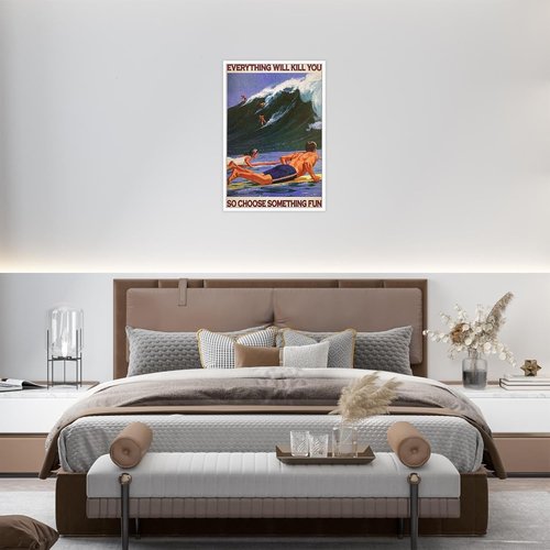 Enveable Retro Hawaii Surfing Poster - Tropical Beach Art Print for Home Decor | 12x16in Unframed