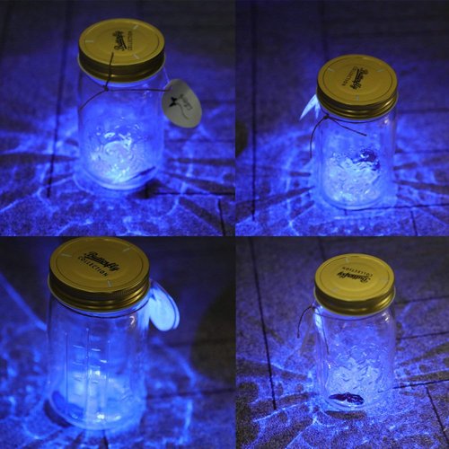 Butterfly in a Glass Jar, Hsxxf LED Lamp Jar Animated Butterfly in A Jar Tap to Activate Gift Decoration (Red)