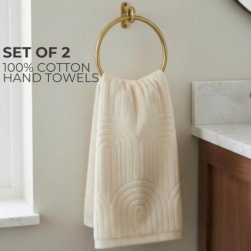 KIBAGA Decorative Hand Towels - Luxurious Set of 2 Soft Boho Cotton, Absorbent & Quick-Drying | Perfect for Bathroom or Kitchen Decor