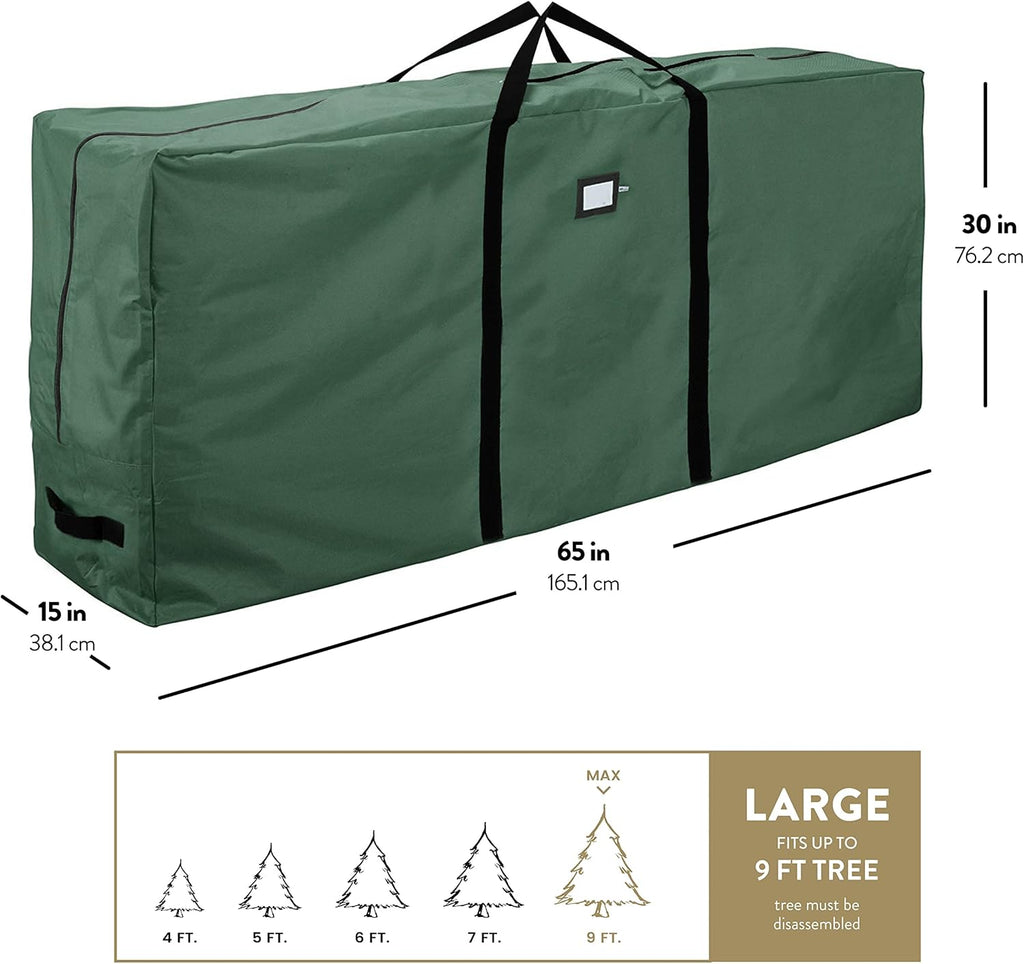 ZOBER Christmas Tree Storage Bag - Fits 9 Ft Artificial Trees - Waterproof & Tear-Proof - Green