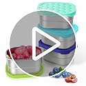 Stainless Steel Snack Containers for Kids with Silicone Lids - 8 oz (4 Pack)