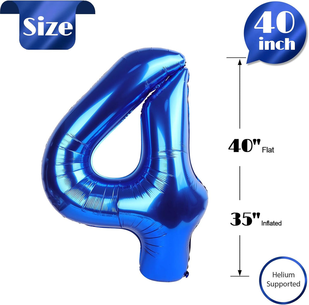 Number 4 Balloon - Navy Blue 40 Inch | Large Party Decoration for 4th Birthday Celebrations