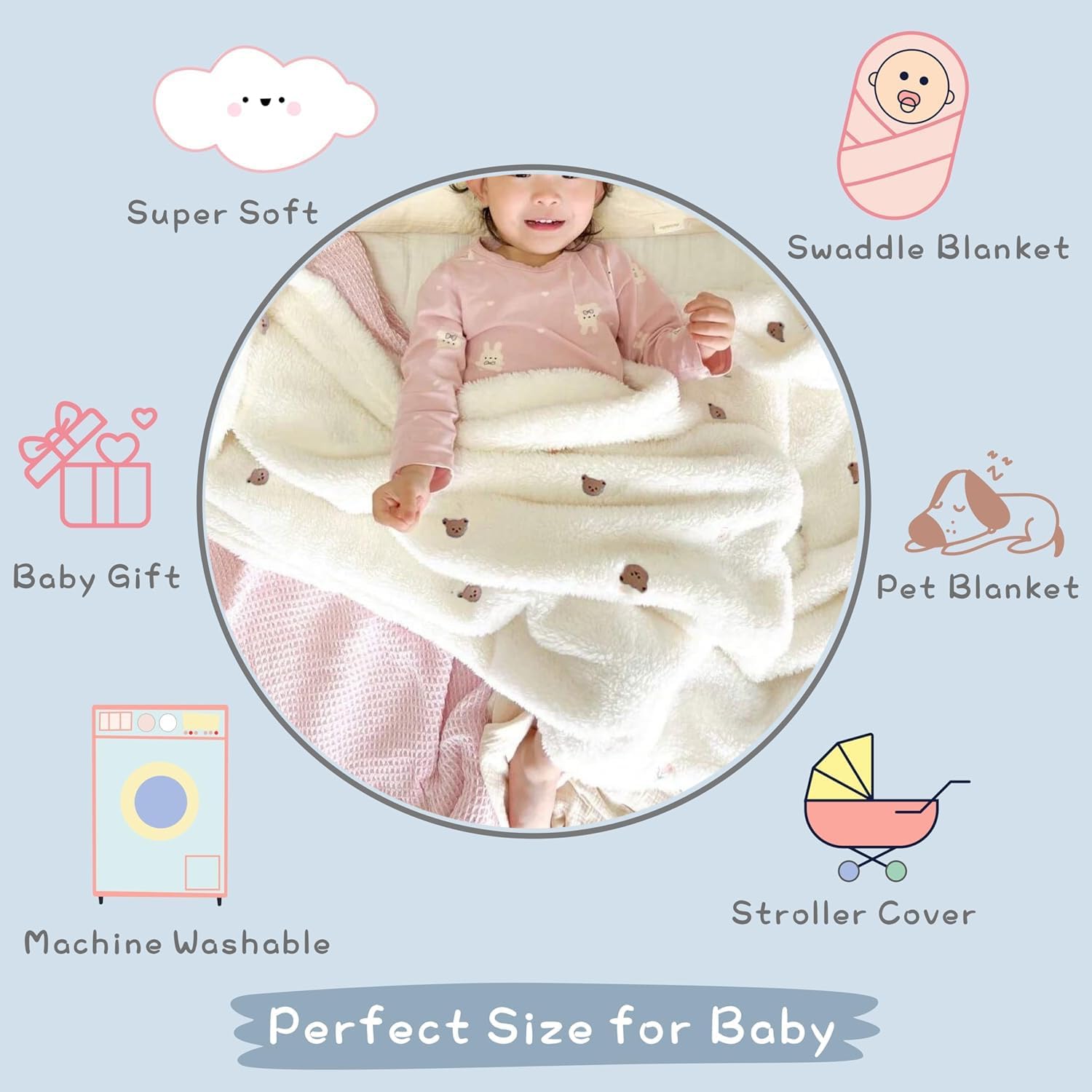 Skiennix Ultra Soft Baby Receiving Blanket - Cozy 31”x40” Unisex Swaddle for Infants & Toddlers