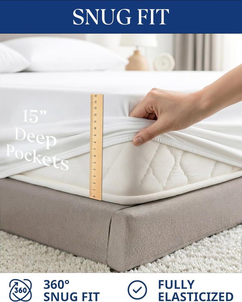 SKY BEDDINGS 100% Cotton RV King Sheets 4 Piece - 400 Thread Count Sateen Weave, RV King Sheets Set 72" X 80" with 15" Deep Pockets, Cooling, Breathable Cotton RV Camper Sheets Set - White