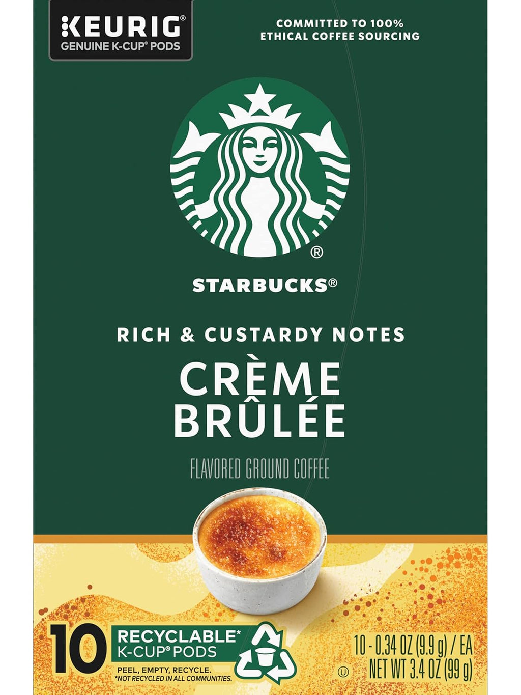Starbucks Crème Brulée Coffee Pods - Blonde Roast for Keurig Brewers, 10 Count | Pack of 2