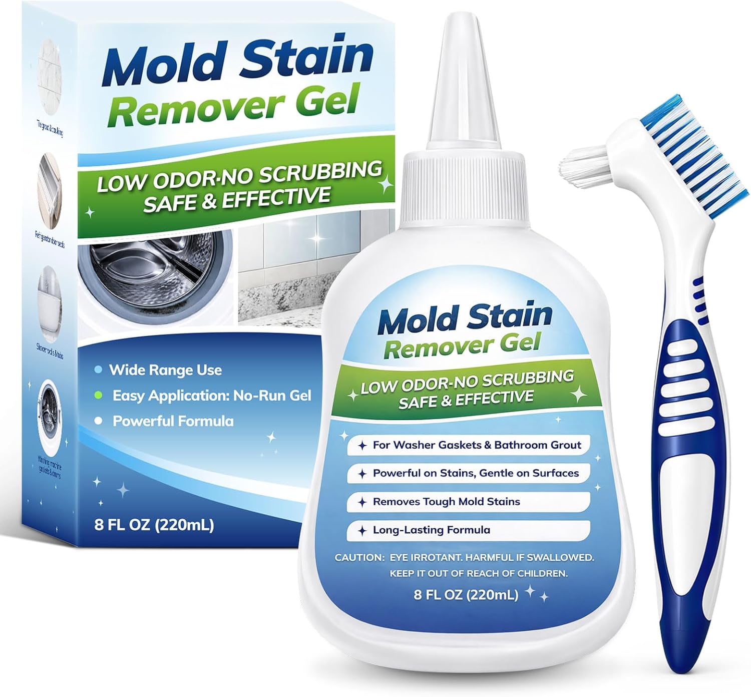 Regine Switzerland Mold-Stain Remover Gel - Low Odor Formula for Washing Machines & Bathrooms | Effective on Rubber Gaskets, Grout & Sealants